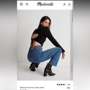 Madewell Ribbed Mockneck Open-Back Crop Top